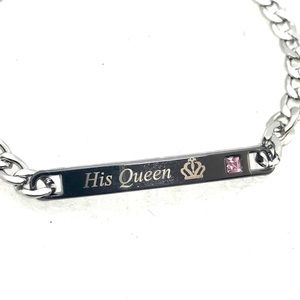 His Queen bracelet chain with pink Crystal nsb